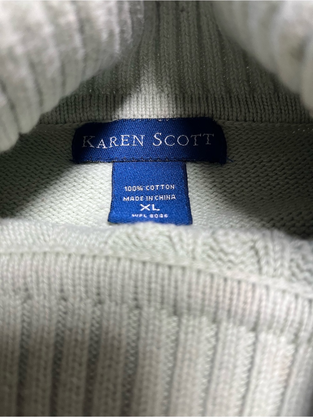 Karen Scott women’s size XL Cable Knit Turtleneck Sweater - Mint Green - Picture 2 of 5